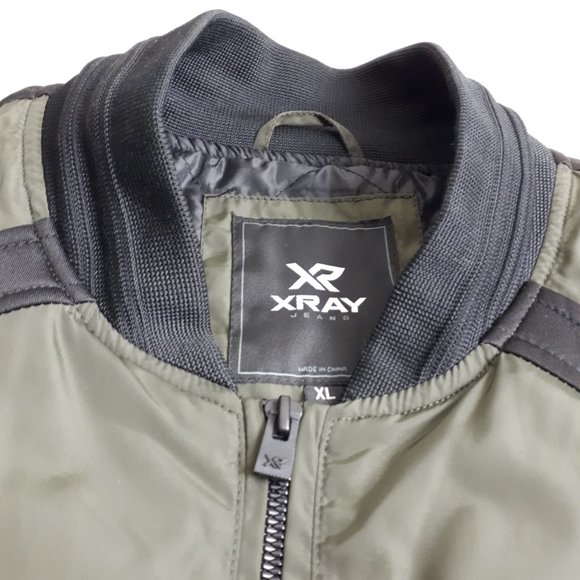 XRay Green Black Colour Block Bomber Jacket - Picture 14 of 16